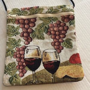 MULTICOLORED WINE THEME CROSSBODY BAG ELEGANT EMBROIDERED UNIQUE AND FABULOUS